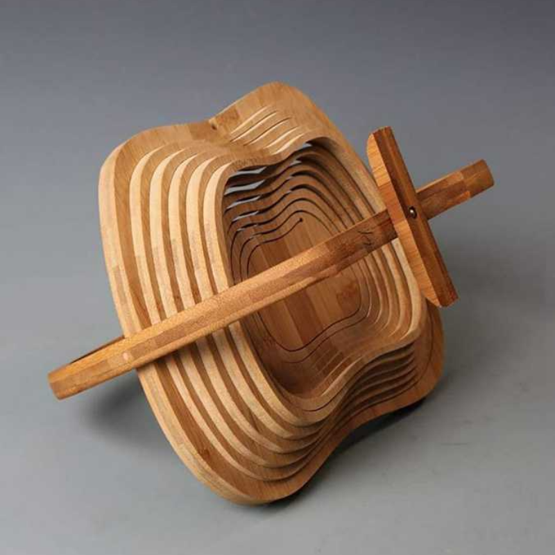 Bamboo Apple Collapsible Fruit & Vegetable Basket Bowl