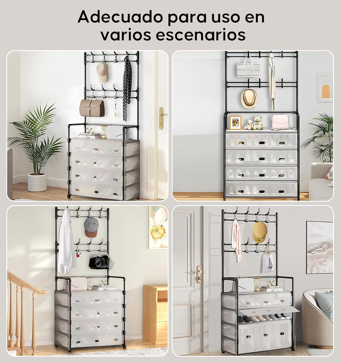 Shoe Cabinet with Double Hooks & Storage Drawers