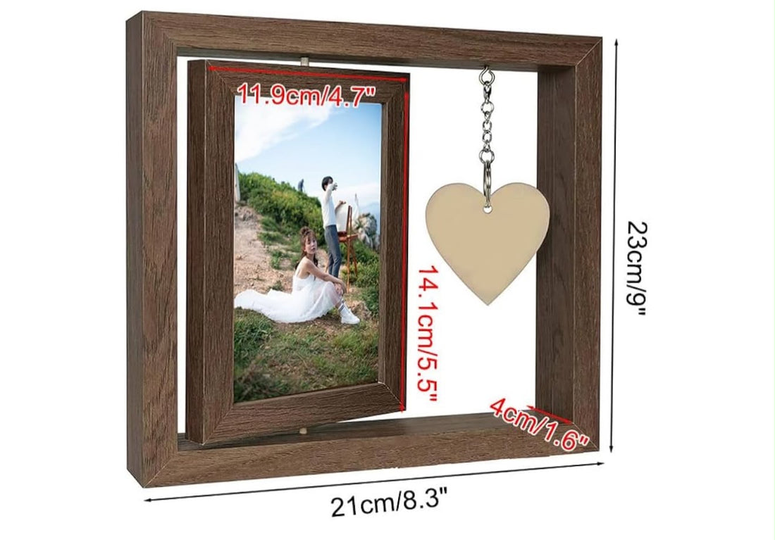 Rotating Frames, Double Sided Wedding Picture Frame with Heart Shaped 4x6 Picture