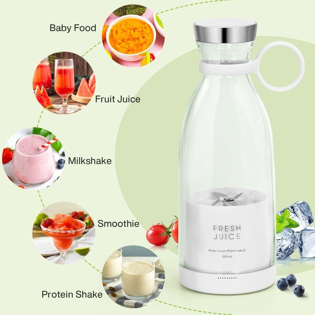 Mini bottle juicing blender