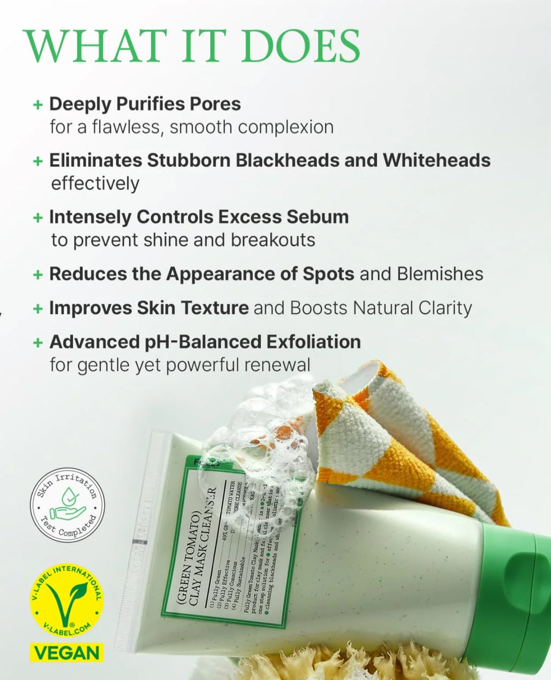 Moisturizing Brightening Exfoliation Green Tomato Clay Mask Cleanser (120 ml)