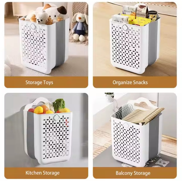 Handle folding plastic laundry