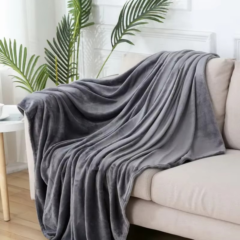 Fleece Grey Waterproof Blanket